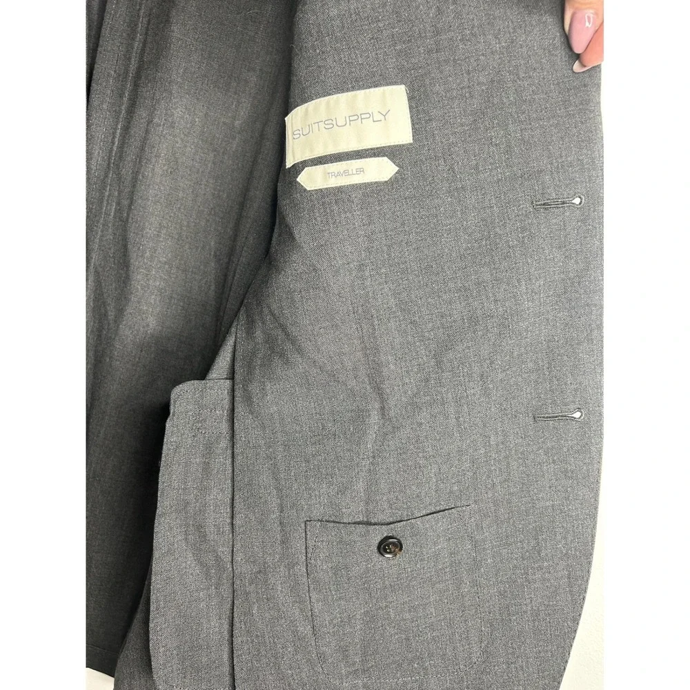 SUITSUPPLY Traveler Grey Wool Jacket Blazer Sportscoat 40L Lanificio Cerruti‎